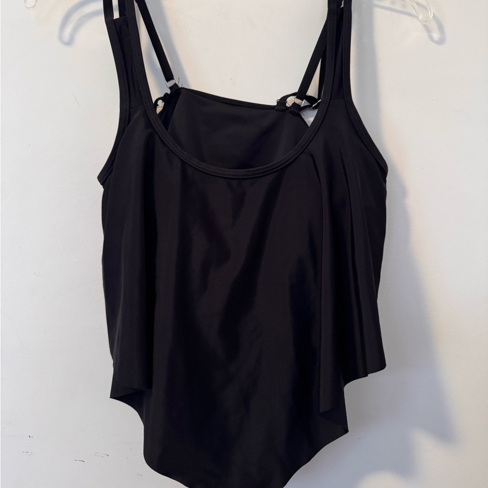 Black Ruffled Swim Top Bikini Size Medium